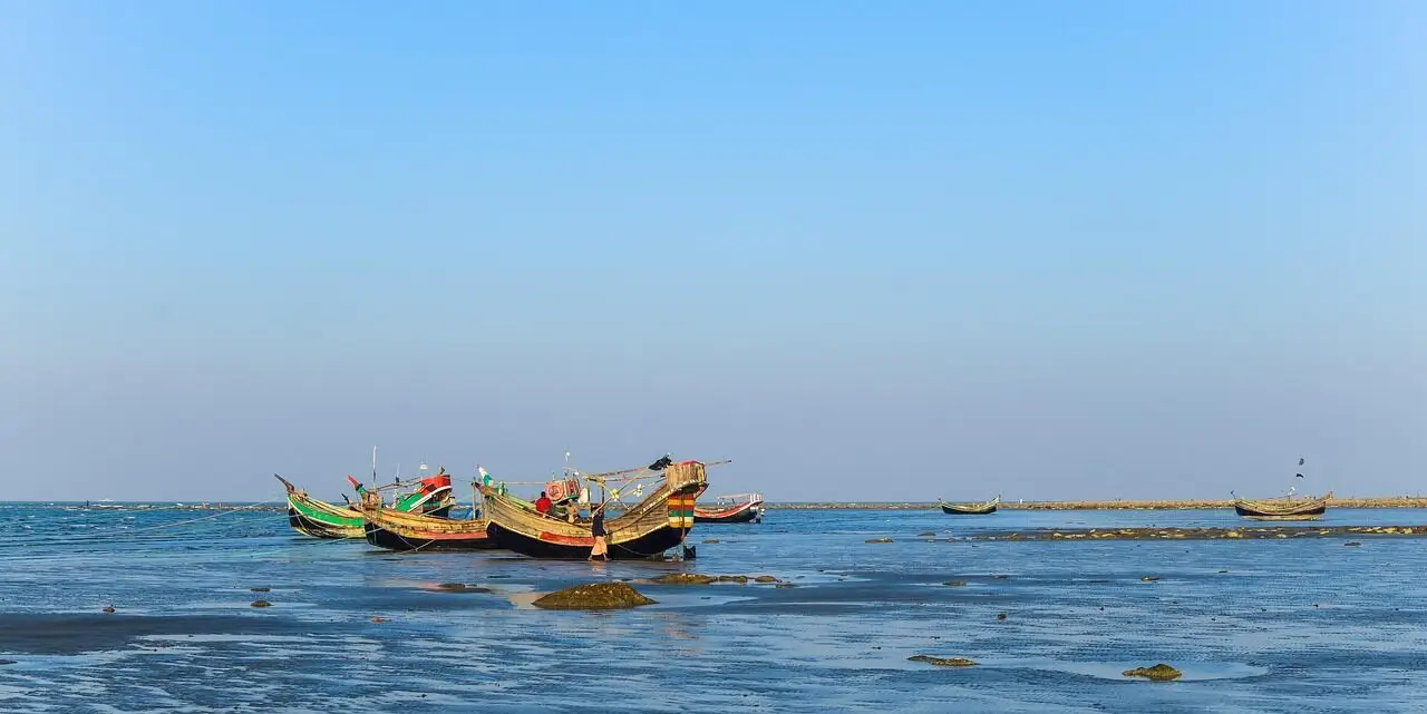 boat, bangladesh, saint martin island, blue sky, golden hour, river, nature, lake, tourism, summer, landscape, water, travel, sky, natural, scenic, people, vacation, holiday, chittagong, beach, ocean, coast, sunset, leisure, blue