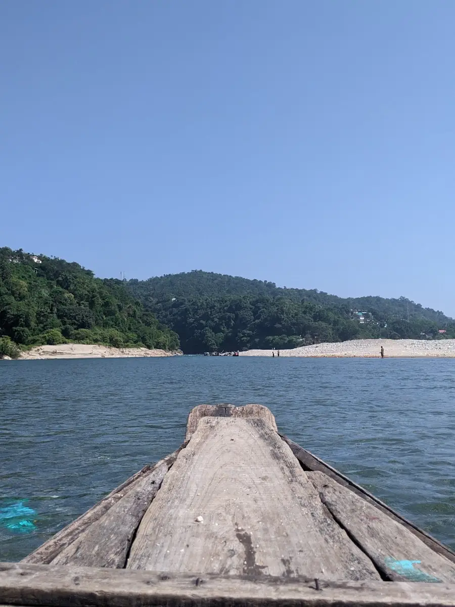 a wood dock over water
